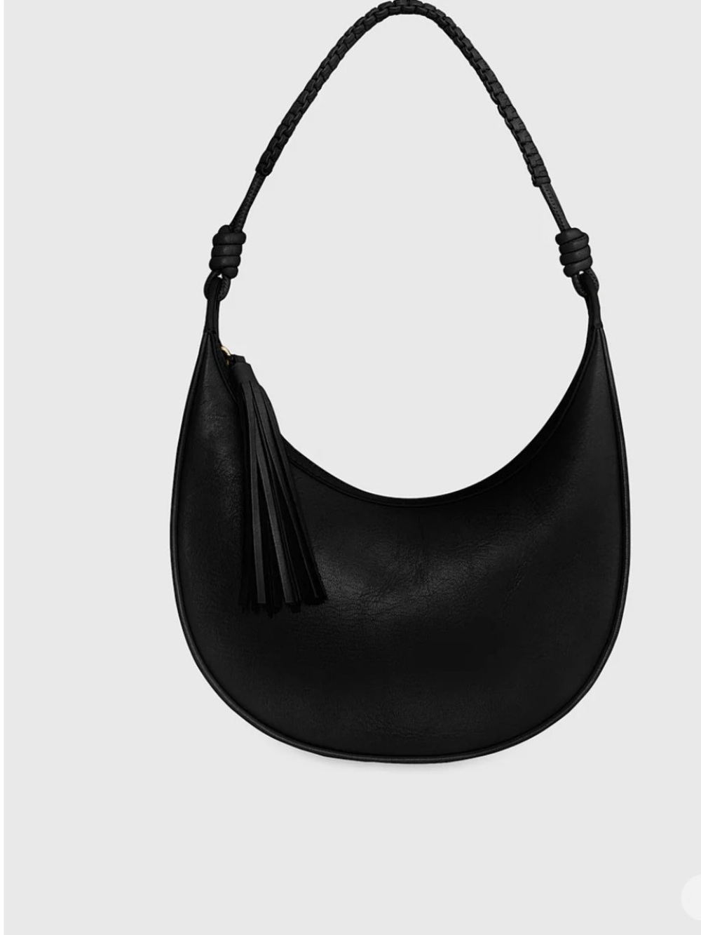 Rebecca Minkoff Black Crescent Hobo with Braided Strap and Tassel